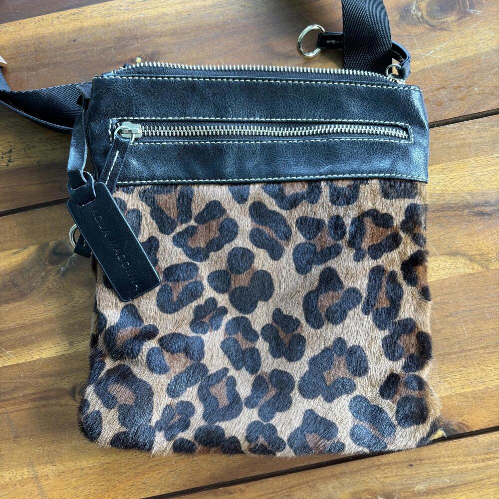 Aqua Madonna‎ Leopard Print Crossbody Bag | Genuine Leather Trim